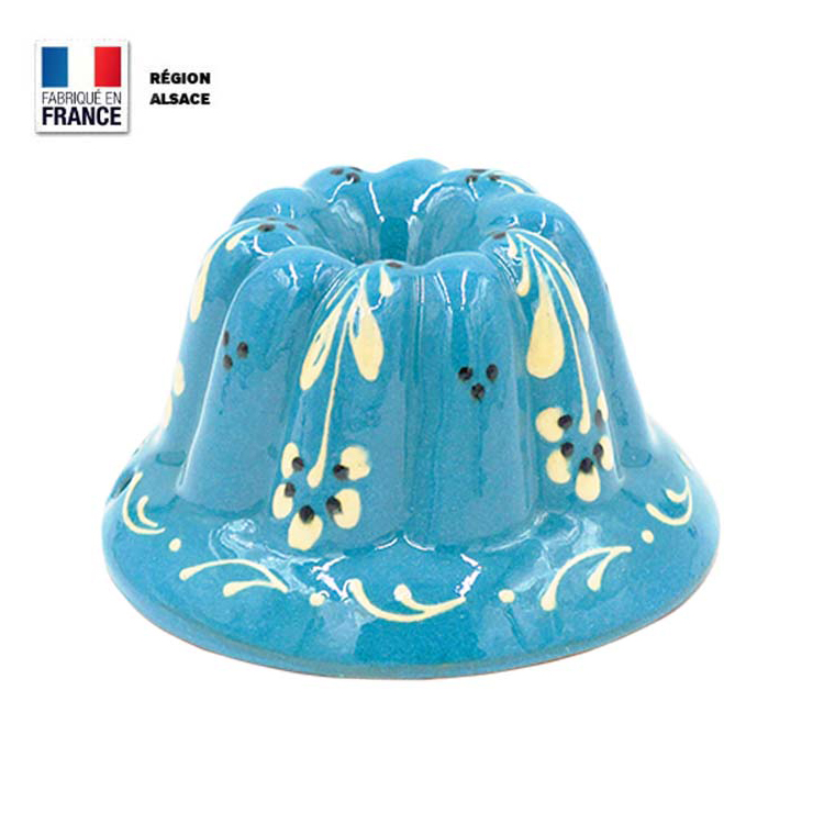 Moule à Kouglof Turquoise décor Fleur 12 cm