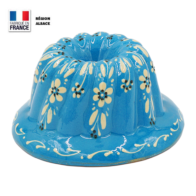 Moule à Kouglof Turquoise décor Fleur 16 cm
