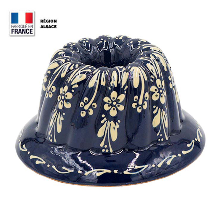Moule à Kouglof Bleu Décor fleur 18 cm