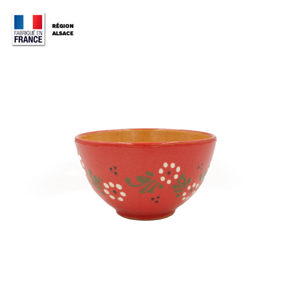 Bol en poterie Rouge décor Petites Fleurs