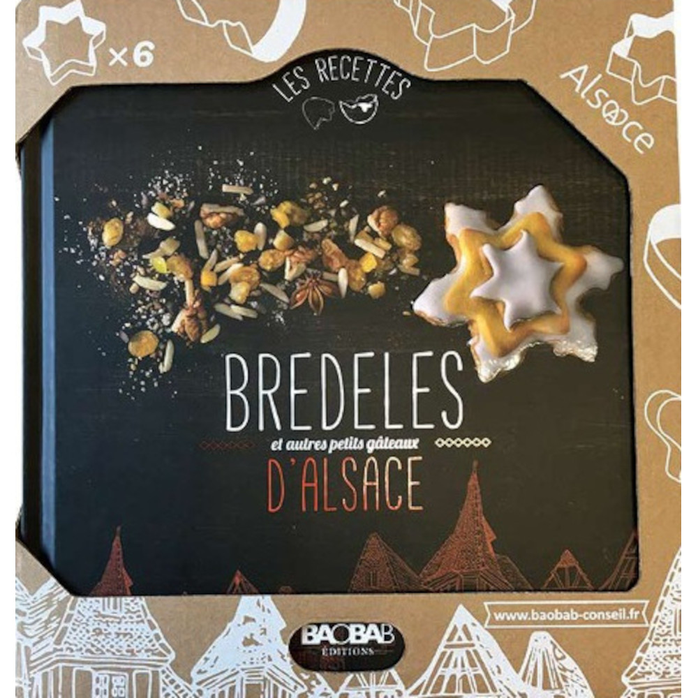 Coffret livre Bredeles et autres petits gâteaux d’Alsace- inclus 6 emporte-pièces – Livre de cuisine aux Editions Baobab