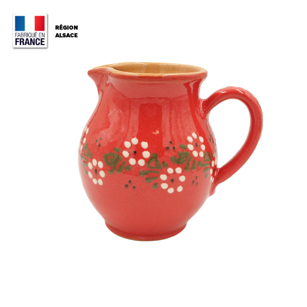 Cruche en poterie 1 L – Rouge décor Petites Fleurs