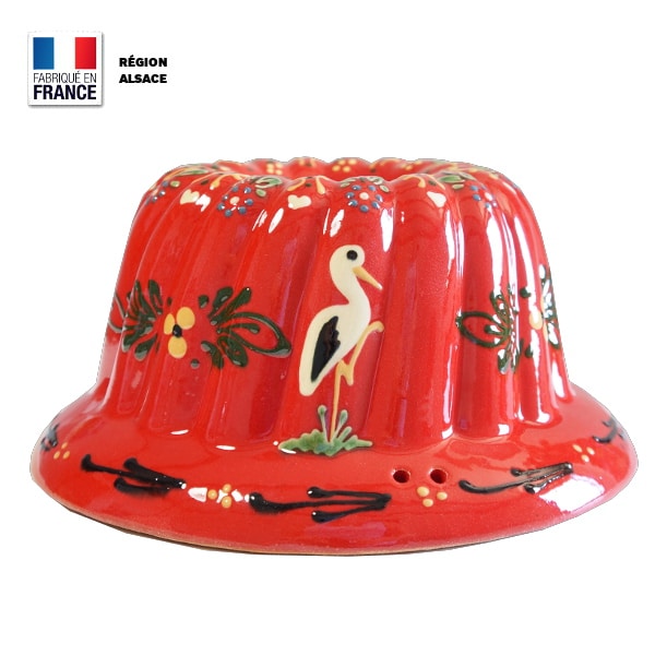 Moule à Kouglof Rouge 26 cm / Décor Cigogne