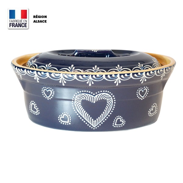 Terrine à Baeckeoffe 4 – 6 personnes Bleu Décor Coeur