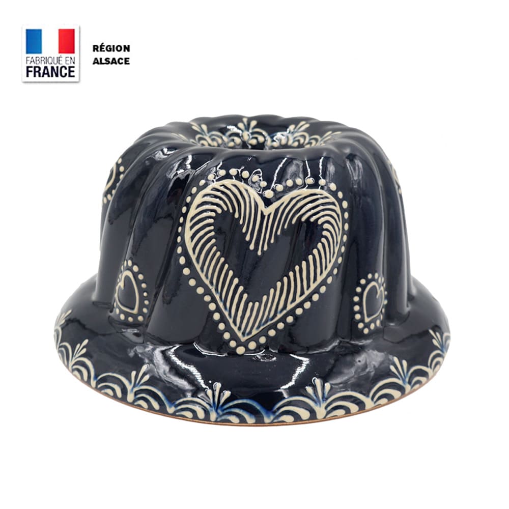 Moule à Kouglof Bleu décor Coeur 20 cm
