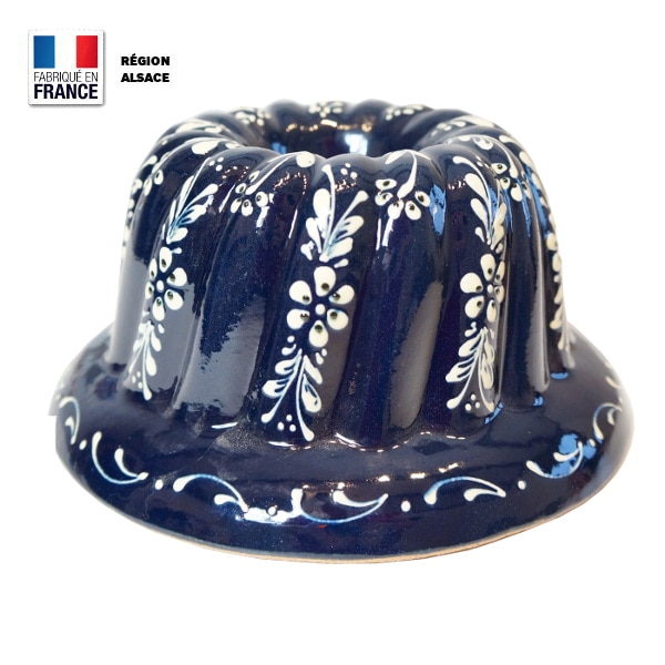 Moule à Kouglof 24 cm / Bleu Décor fleur