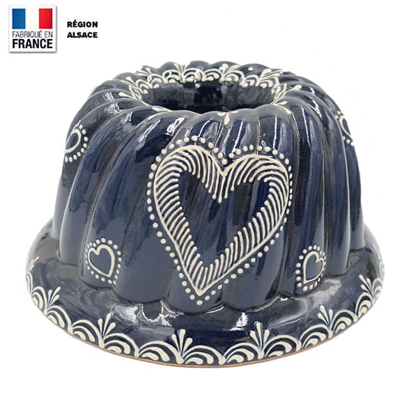 Moule à Kouglof bleu 26 cm / Décor Coeur