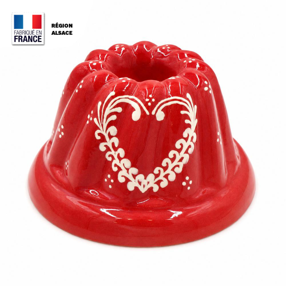 Moule à Kougelhopf Rouge 18 cm Cœur Frise