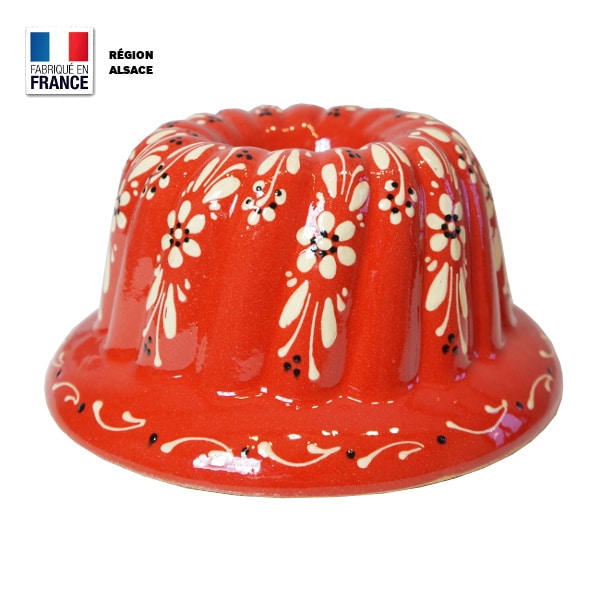 Moule à Kouglof 24 cm / Rouge Décor fleur