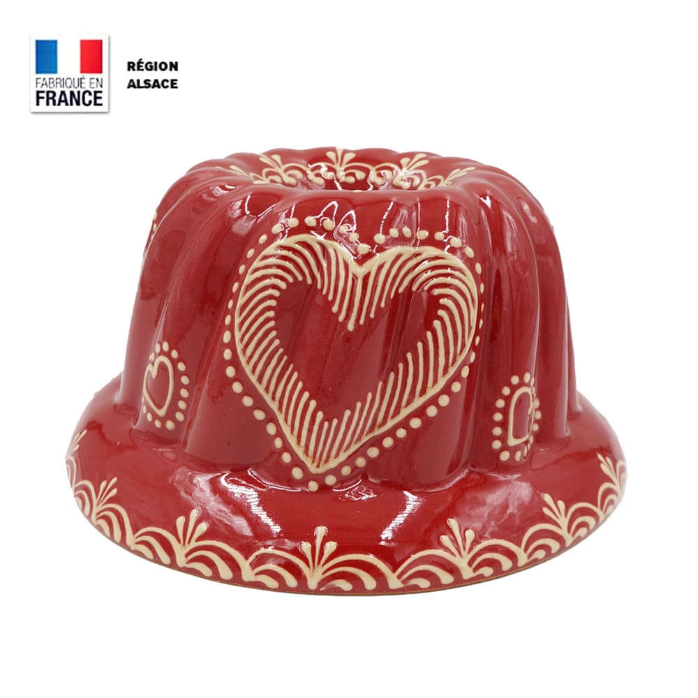 Moule à Kouglof Rouge décor cœur 20 cm