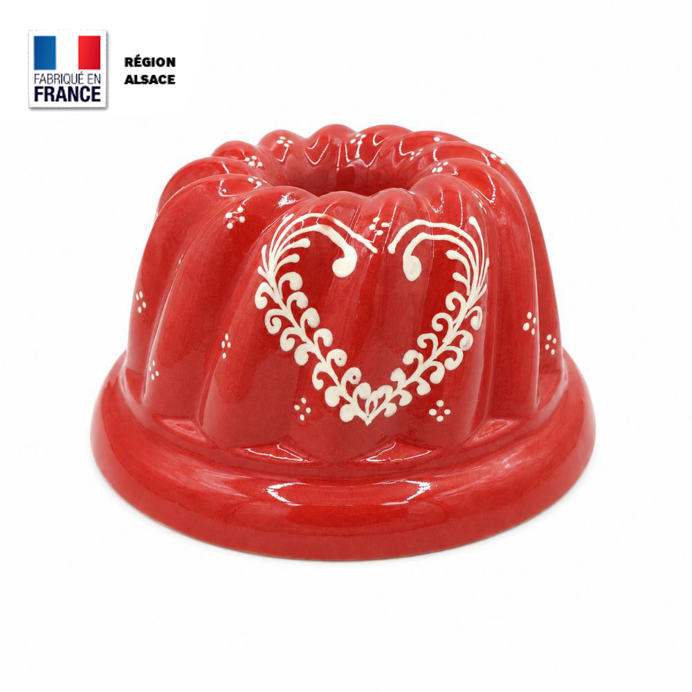 Moule à Kougelhopf Rouge 20 cm Cœur Frise