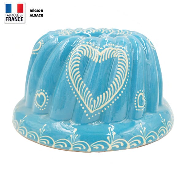 Moule à Kouglof Turquoise 26 cm / Décor Coeur