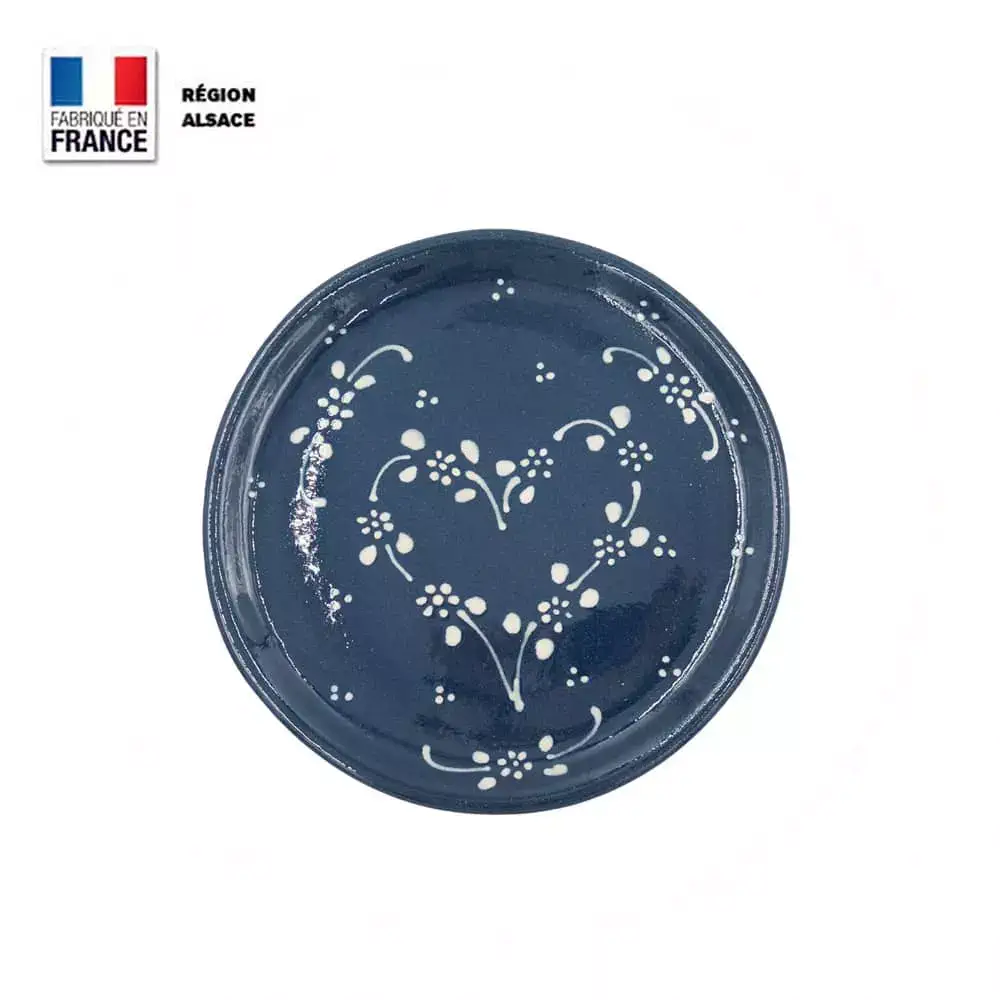 Plat de Service – Bleu décor Coeur- 24 cm