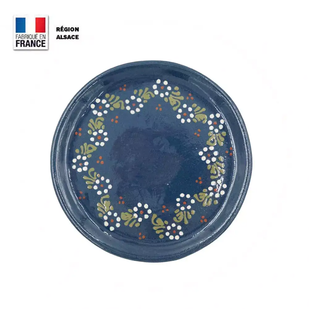 Plat de Service – Bleu décor Petites Fleurs – 24 cm