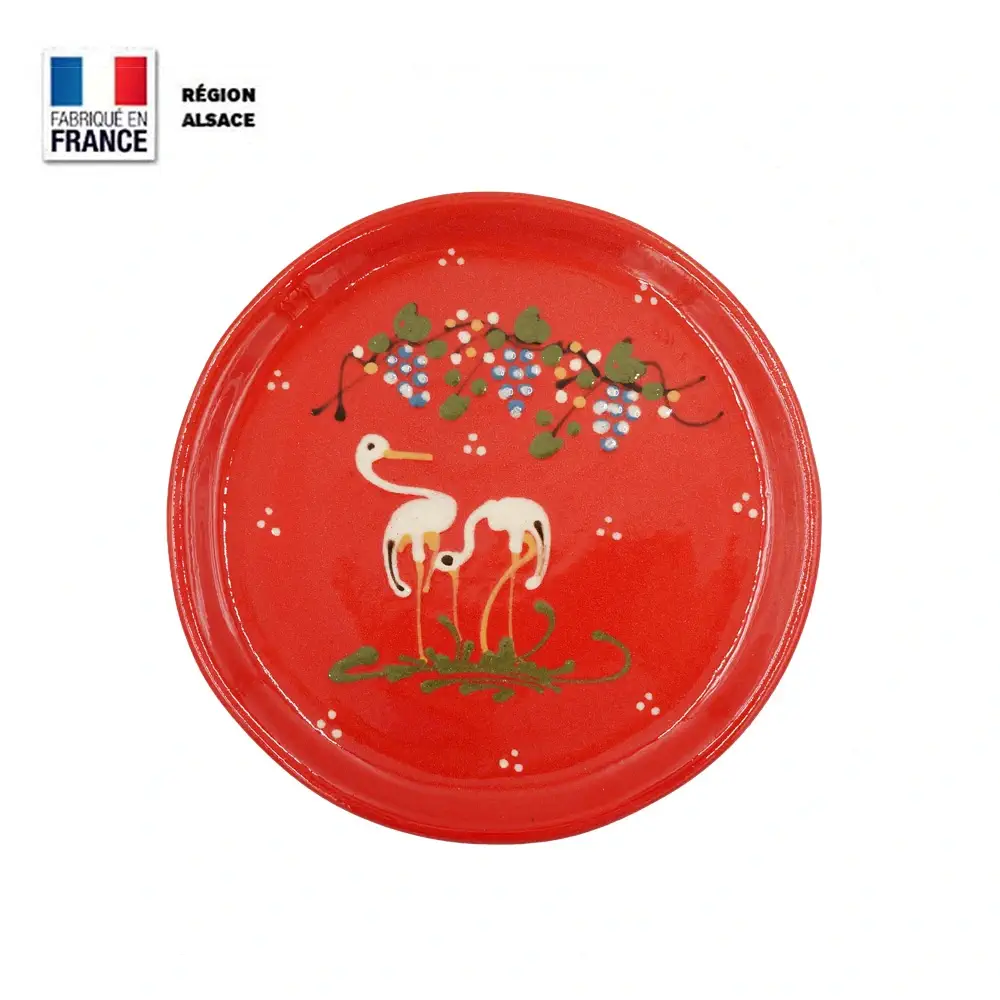 Plat de Service – Rouge décor Cigogne – 24 cm