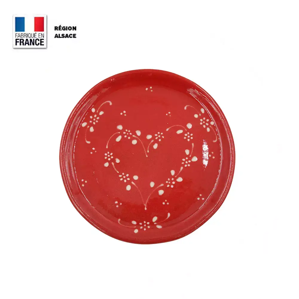 Plat de Service – Rouge décor Coeur – 24 cm