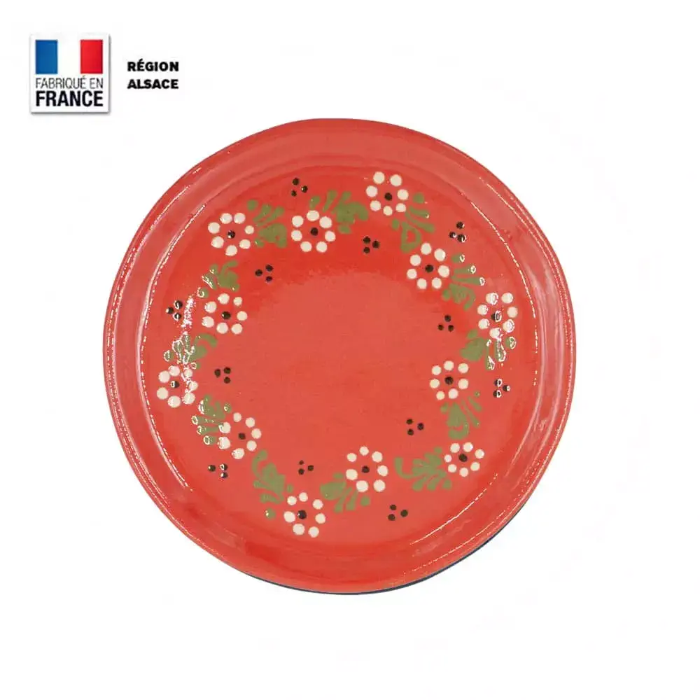 Plat de Service – Rouge décor Petites Fleurs – 24 cm