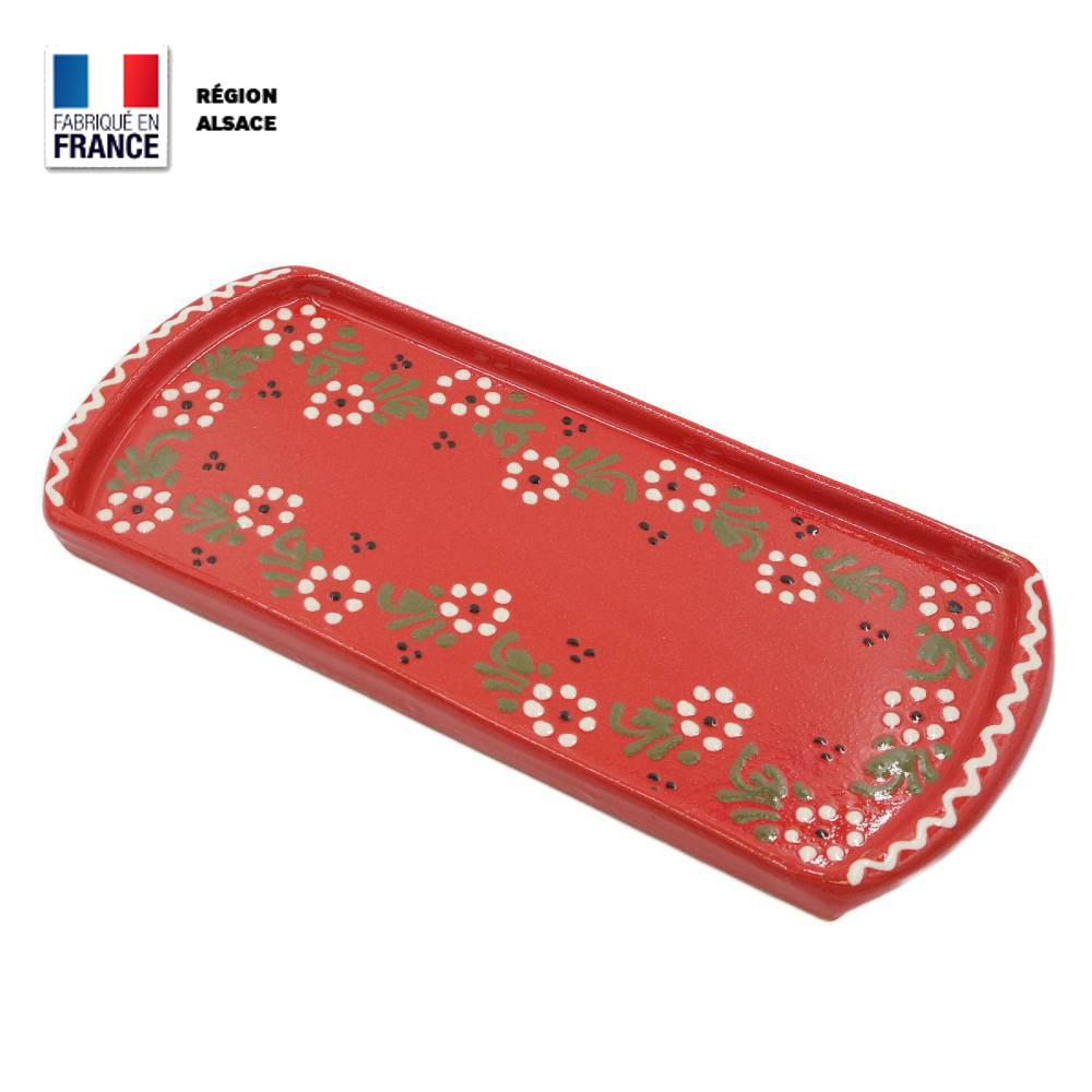 Plat à Cake – Rouge décor Petites Fleurs – 30 cm