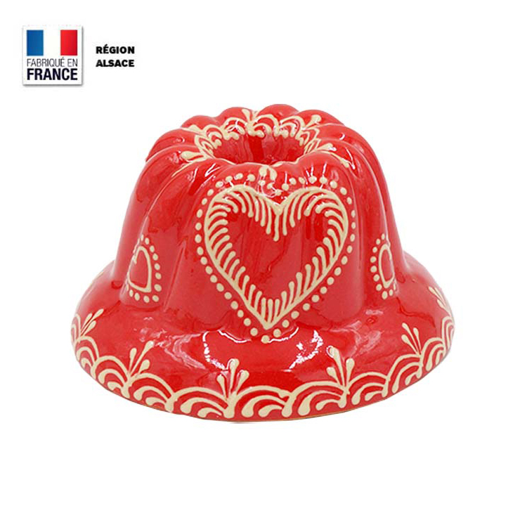 Moule à Kouglof Rouge Décor Coeur 14 cm