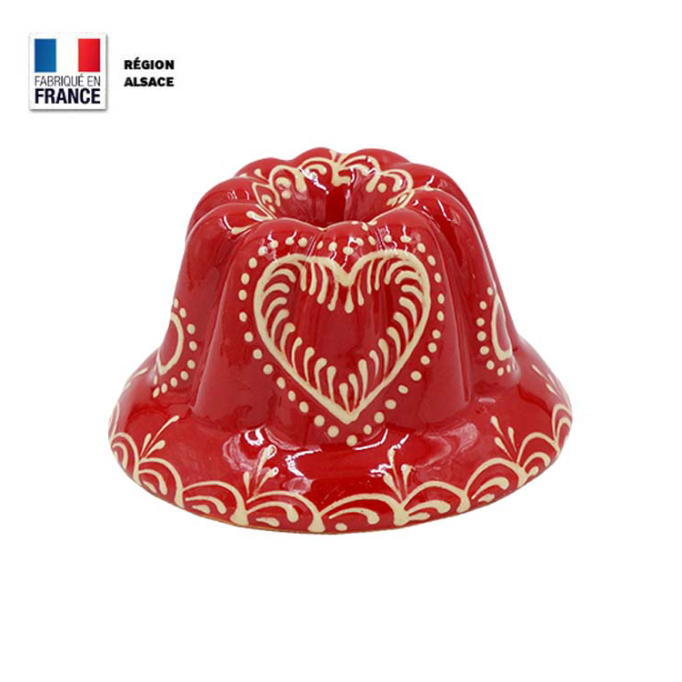 Moule à Kouglof Rouge Décor Coeur 12 cm