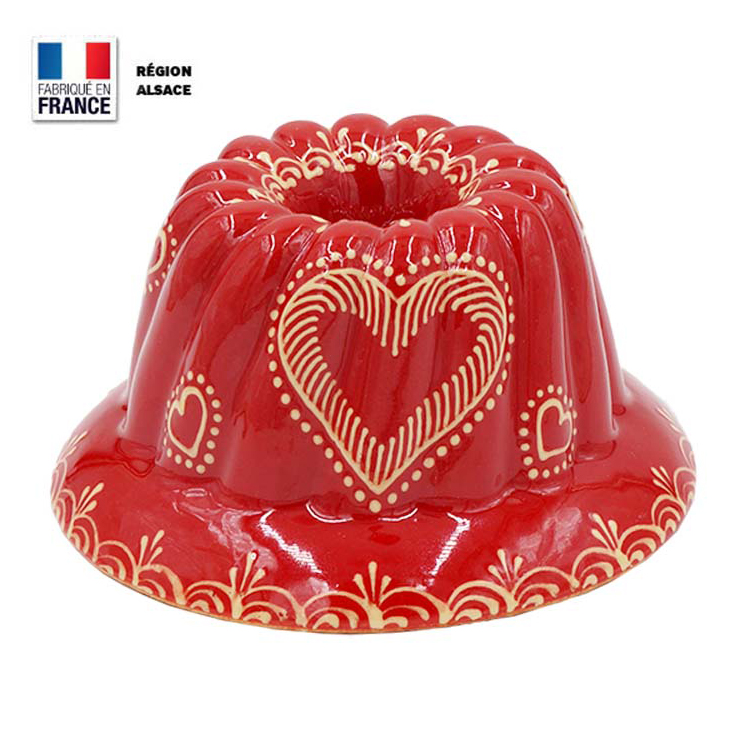 Moule à Kouglof Rouge décor coeur 18 cm