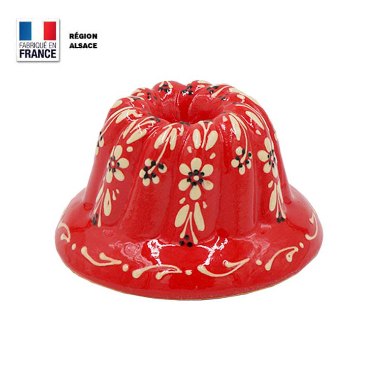 Moule à Kouglof Rouge décor Fleur 14 cm