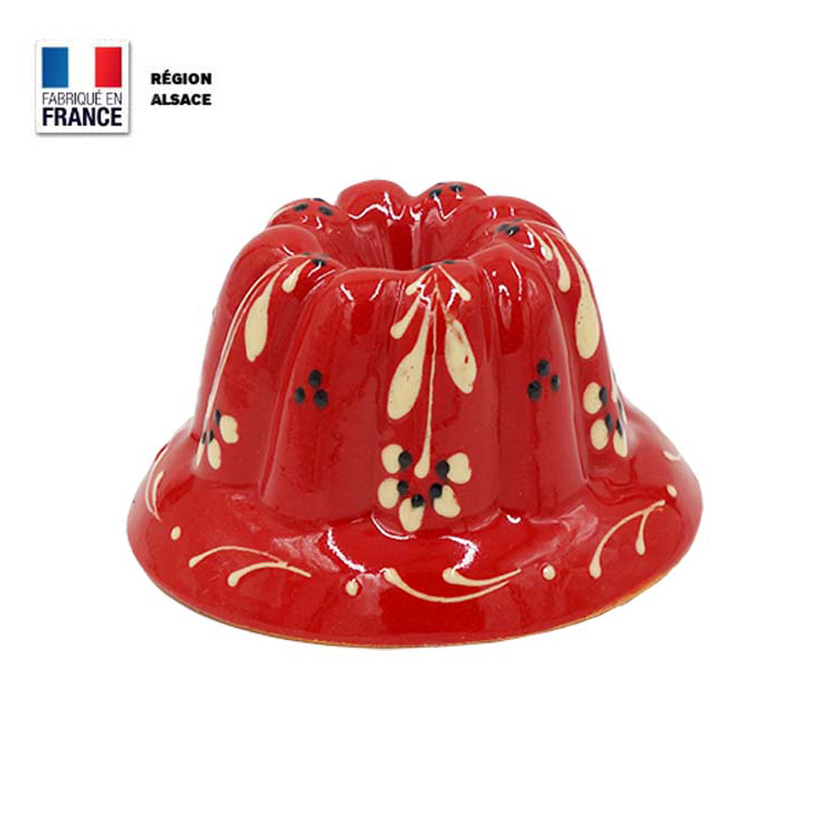 Moule à Kouglof Rouge décor Fleur 12 cm