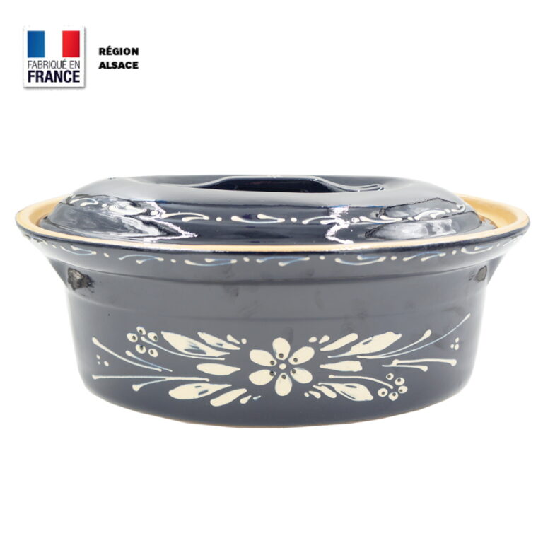 Terrine à Baeckeoffe 8 – 10 personnes Bleue décor Fleur