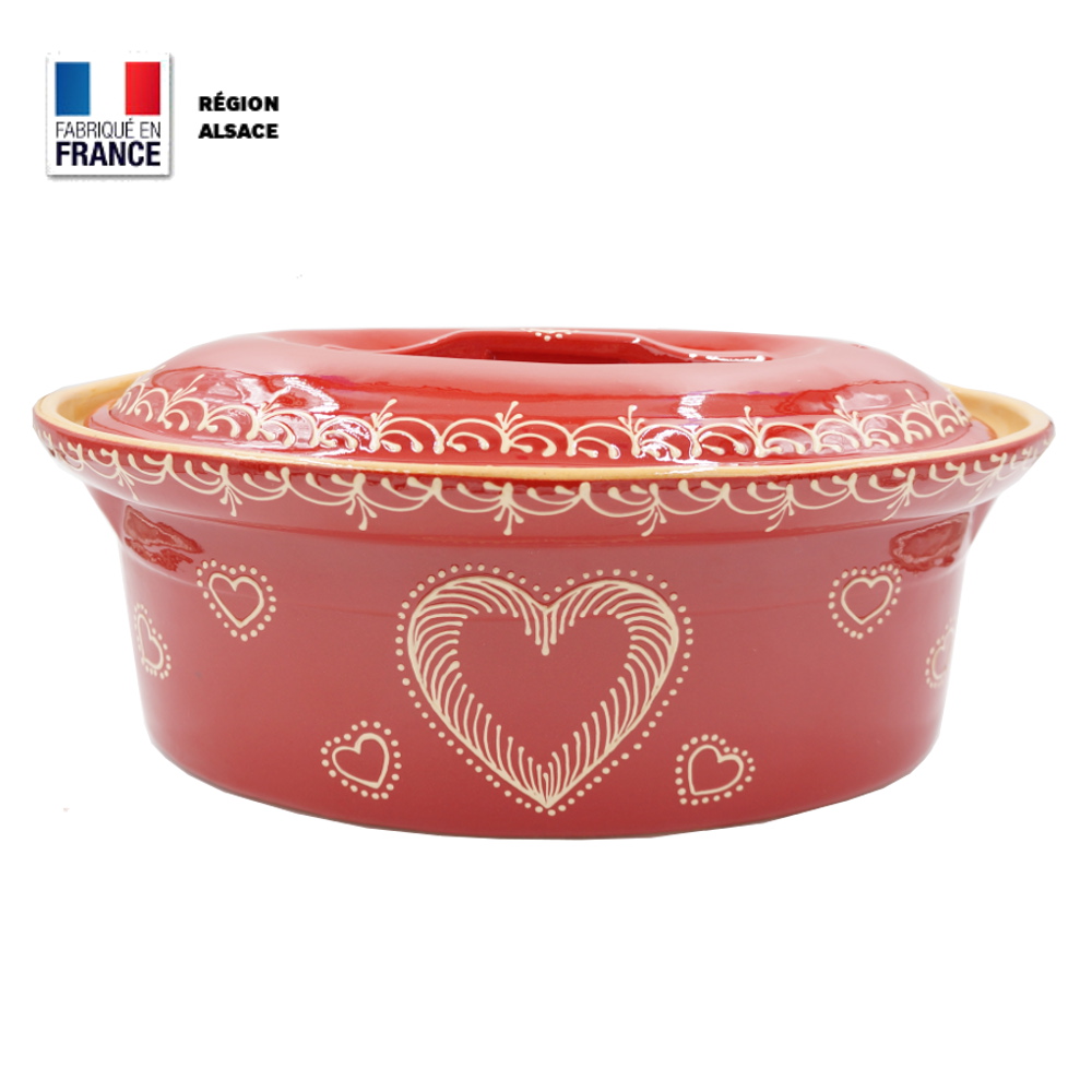 Terrine à Baeckeoffe 8 – 10 personnes Rouge décor Coeur