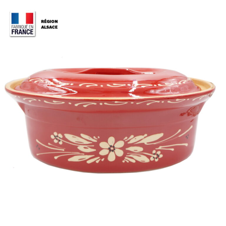 Terrine à Baeckeoffe 8 – 10 personnes Rouge décor Fleur