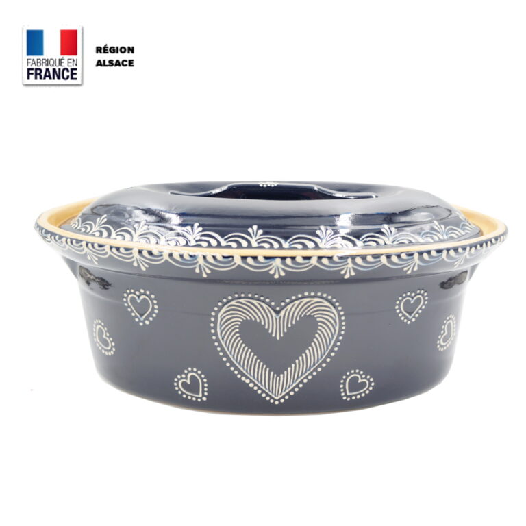 Terrine à Baeckeoffe 8 – 10 personnes Bleue décor Coeur