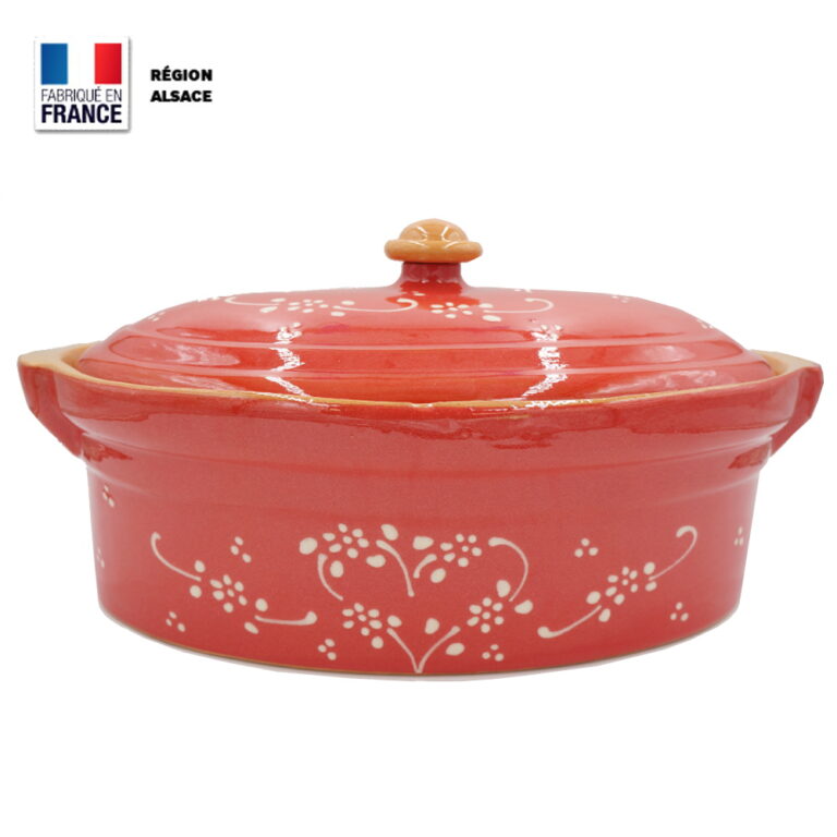 Terrine à Baeckeoffe 8 – 10 personnes Rouge décor Coeur