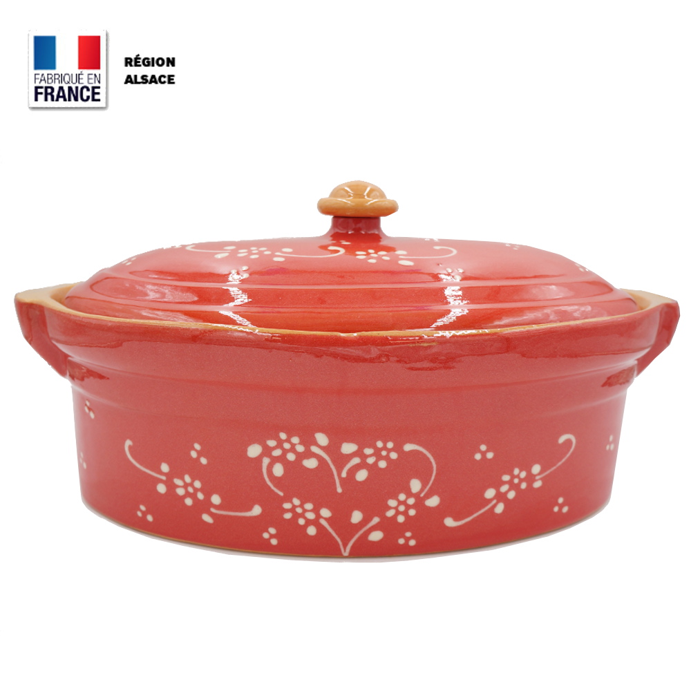 Terrine à Baeckeoffe 8 – 10 personnes Rouge décor Coeur