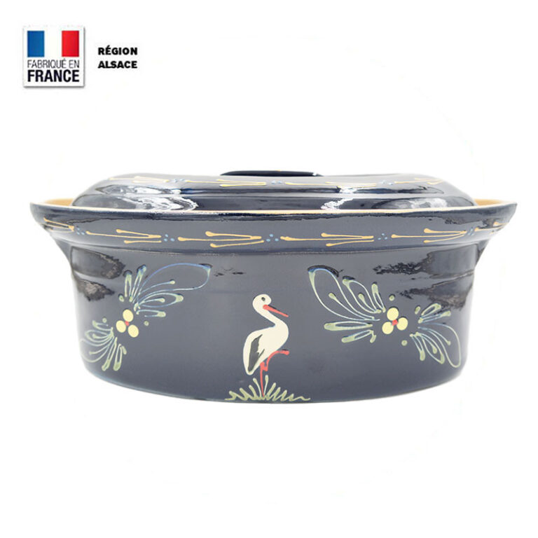 Terrine à Baeckeoffe 8 – 10 personnes Bleue décor Cigogne