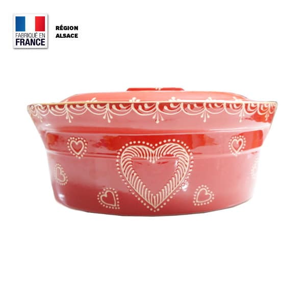 Terrine à Baeckeoffe 4 – 6 personnes Rouge Décor Coeur