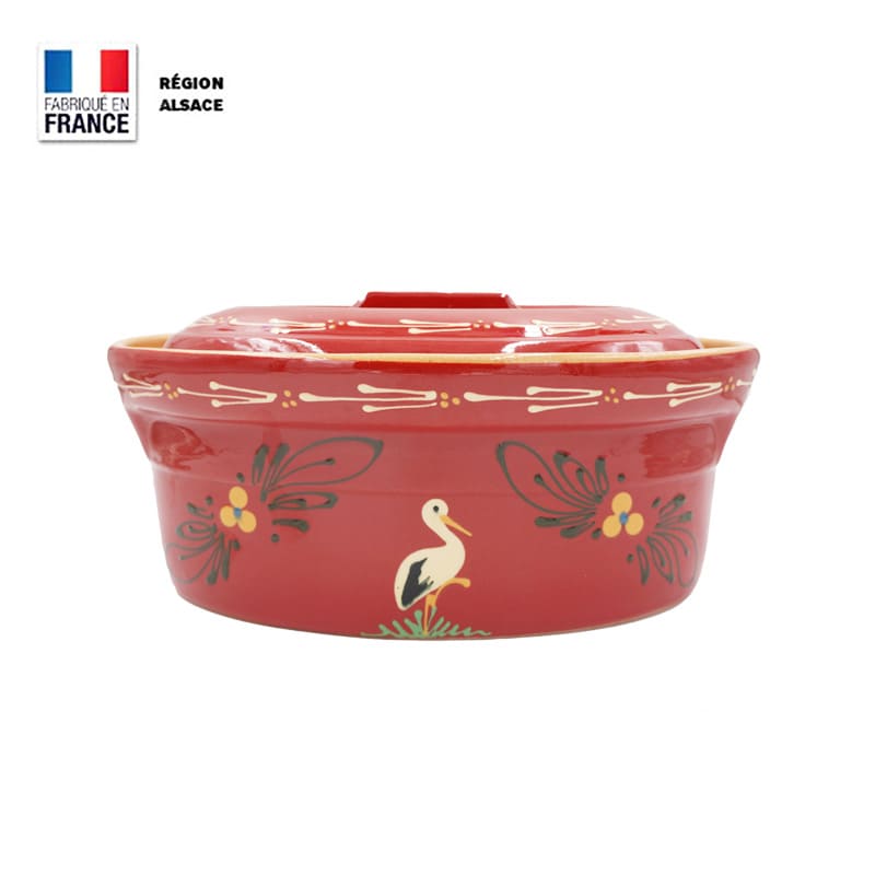 Terrine à Baeckeoffe 4 – 6 personnes Rouge décor Cigogne