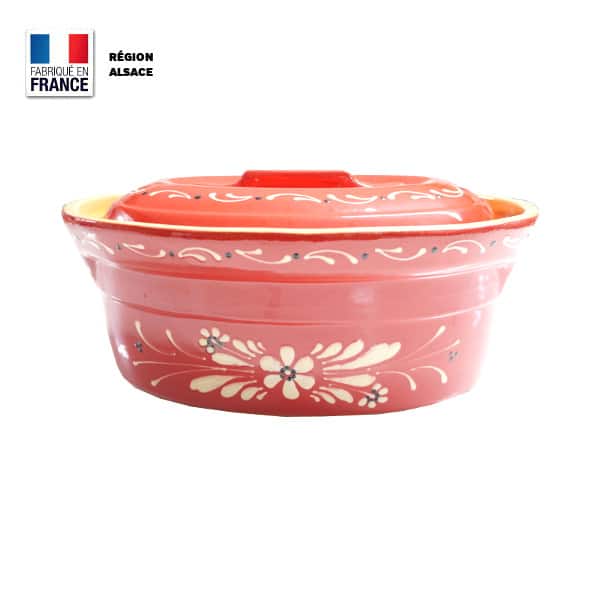 Terrine à Baeckeoffe 4 – 6 personnes Rouge décor Fleur