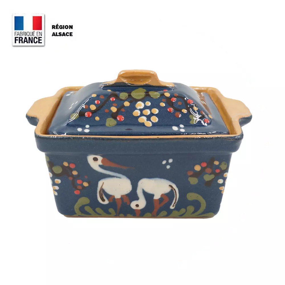Terrine à Foie Gras – Bleue Décor Cigogne – 900 g