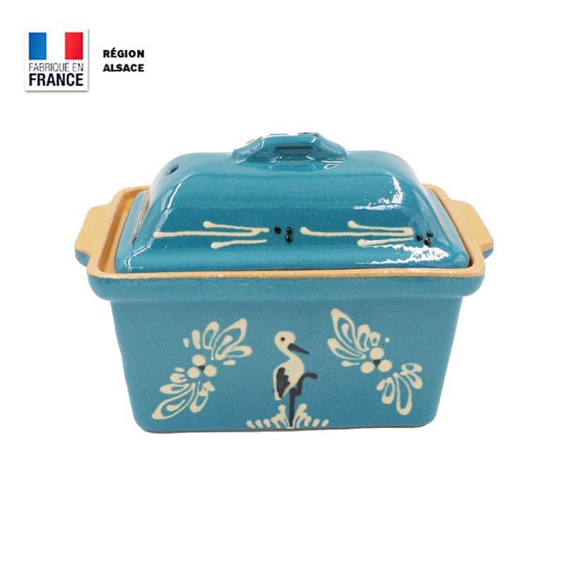 Terrine à Foie Gras – Bleu Turquoise Décor Cigogne – 750 g