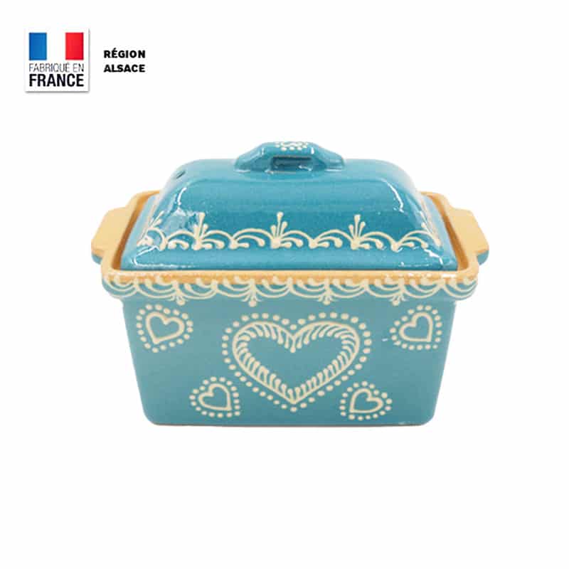 Terrine à Foie Gras – Bleu Turquoise Décor Coeur – 750 g