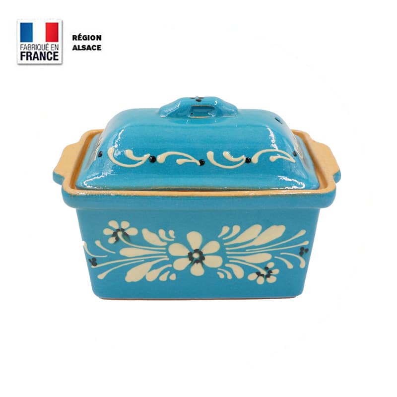 Terrine à Foie Gras – Bleu Turquoise Décor Fleurs – 750 g