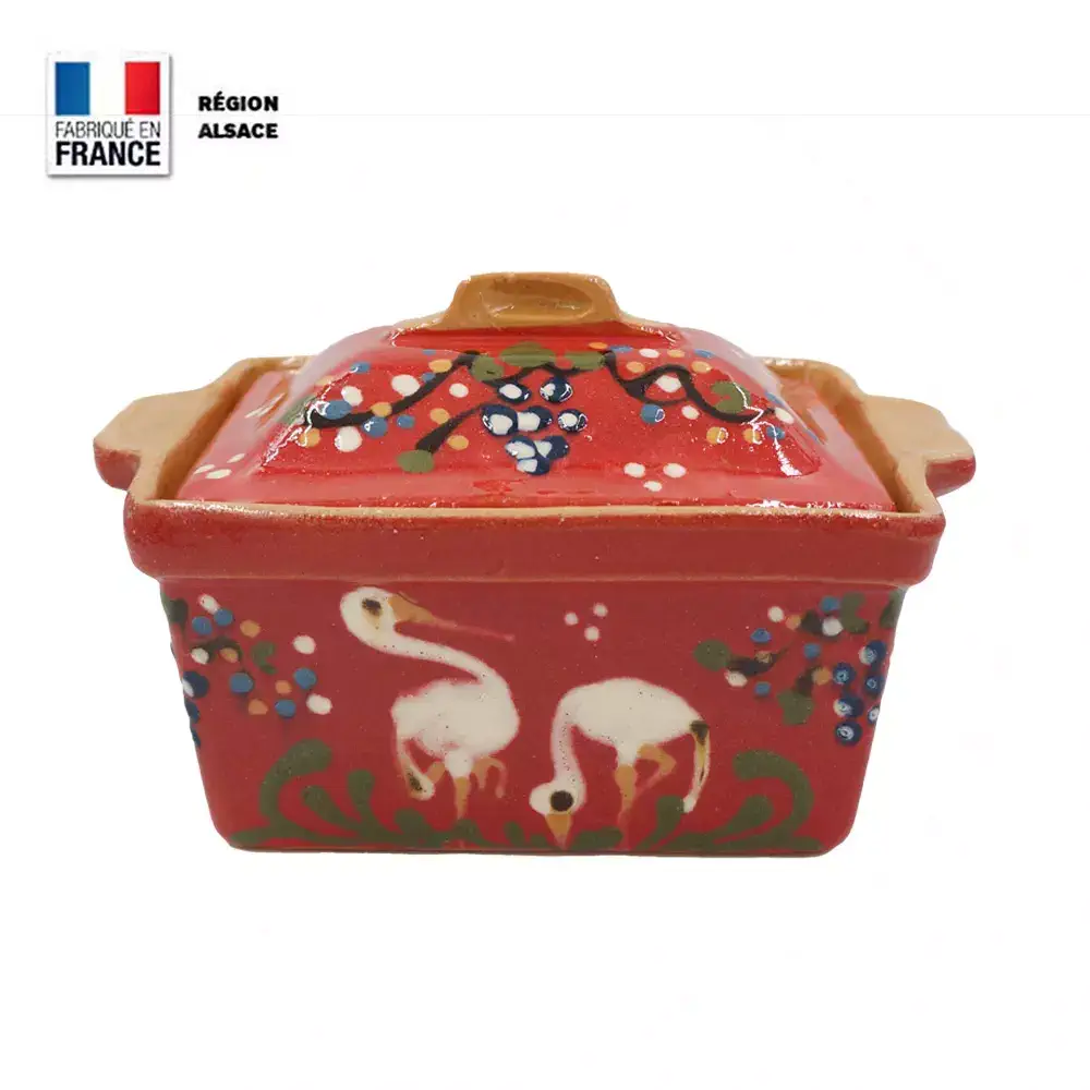Terrine à Foie Gras – Rouge Décor Cigogne – 900 g