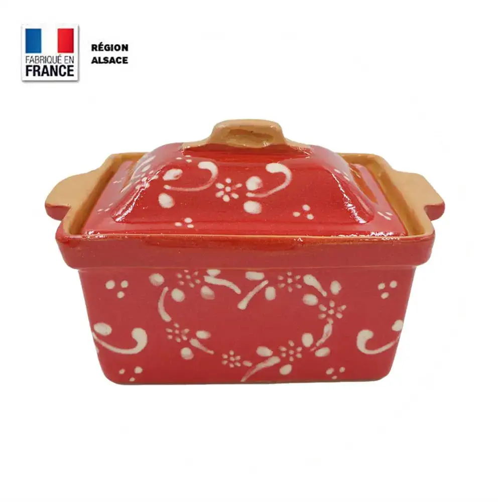 Terrine à Foie Gras – Rouge Décor Coeur – 900 g
