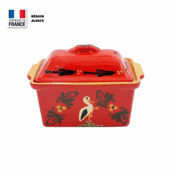 Terrine à Foie Gras – Rouge décor Cigogne